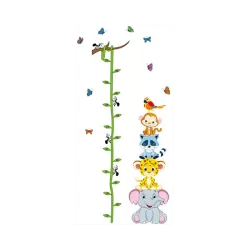 Groeimeter Baby Dieren Toren - Muursticker - Wanddecoratie - 150x155 cm