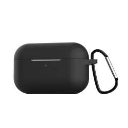 Silicone Case Cover with Musketon Hook - Suitable For Airpods Pro - Black