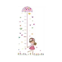 Groeimeter Baby Meisje met Paraplu - Muursticker - Wanddecoratie - 75x145 cm