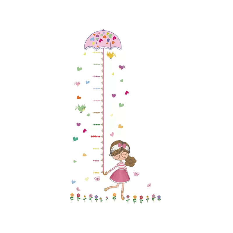 Groeimeter Baby Meisje met Paraplu - Muursticker - Wanddecoratie - 75x145 cm