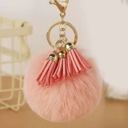 Pompom Keychain - Fluffy - Pink