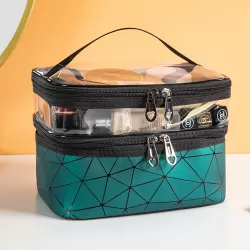 Beauty Case with 2 Compartments - Organizer - Travel Toiletry Bag - Green