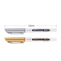 Marker Highlighter Metallic Pen - Gold and Silver - Set of 2 Pieces - 14 cm