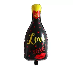 Foil Balloon Be Mine Love Xoxo Bottle - Parties - 37x72 cm - Black