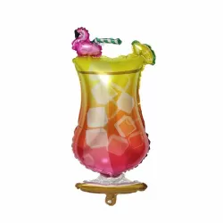 Foil Balloon Cocktail Glass with Flamingo - Parties - 39x76 cm - Pink