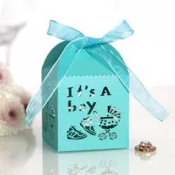 Gift Boxes It's A Boy - Gift Boxes with Bow Tie - Baby Shower - 5 Pieces - 5x5x5 cm - Blue