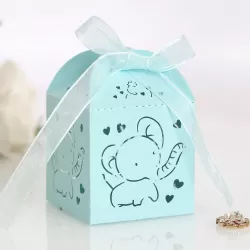 Gift Boxes Elephant - Gift Boxes with Bow Tie - Baby Shower - 5 Pieces - 5x5x5 cm - Blue