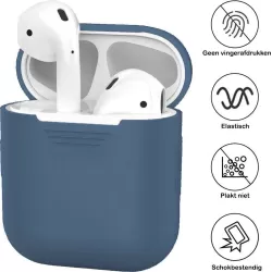 Siliconen Case Speciaal Voor Apple Airpods 1 en 2 - Cover - Hoesje - Blauwgrijs