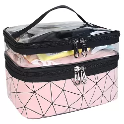 Beauty Case with 2 Compartments - Organizer - Travel Toiletry Bag - Pink