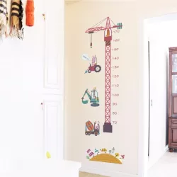 Groeimeter Baby Hijskraan - Muursticker - Wanddecoratie - 30x90 cm