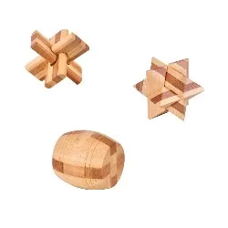 Brain Puzzles Cross, Star, Barrel - Set of 3 Pieces - 5x5 cm