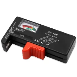 Universal Battery Tester Analog - AA, AAA, 9V Block, Button Cells - Black