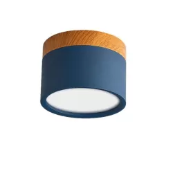 Colored Surface Mounted Led Lighting - Blue/Wood - Round 75 mm - 230vac