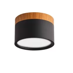 Colored Surface Mounted Led Lighting - Black/Wood - Round 108 mm - 230vac