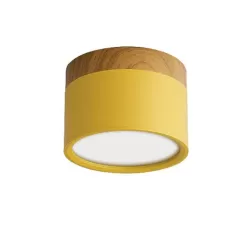 Colored Surface Mounted Led Lighting - Yellow/wood - Round 108 mm - 230vac