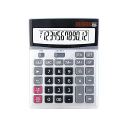Calculator Large - 12-digit Screen - Calculator with Large Keys - XL - Dual Power Sun and Battery