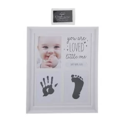 Fotolijst Voet en Hand Inktafdruk Set Baby Wit - incl. Stempelkussen - 27x23cm