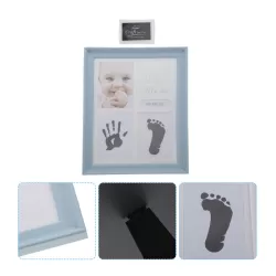 Photo Frame Foot and Hand Ink Print Set Baby Blue - incl. Stamp Pad - 27x23cm