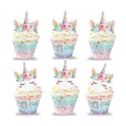 Unicorn Rainbow Cupcake Wrappers - 12 pieces - 8.5x5.5 cm