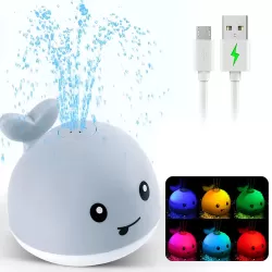 Whale Bath Toy Gray - with Led Lighting - Rechargeable - Suitable From 3 Months