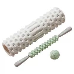 Foam Roller Set 3 Pcs with Foam Roller, Massage Stick, Massage Ball White Green - Grid Triggerpoint - Fitness - Yoga - Pilates