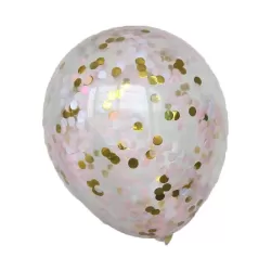 Ballonnen Mix met Roze Wit Goud Confetti - Set van 5