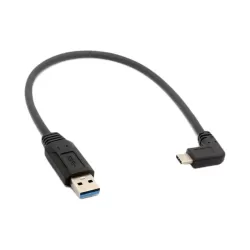 Haakse Kabel USB 3.1 C Male naar USB 3.0 A Male - 30 cm - Zwart