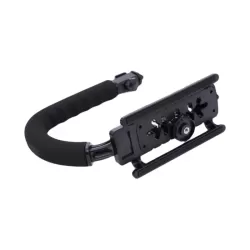 Camera Stabilisator Beugel - Camcorder DSLR - U-vormige Handvat met Cold Shoe 1/4" Inch Schroef Adapter- Zwart
