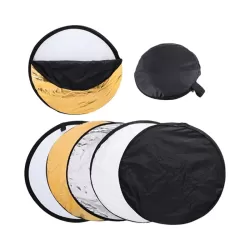 DW4Trading Camera 5in1 Round Diffuser Reflectors - 60cm - Gold, Silver, Black, Clear