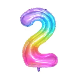 Regenboog Cijfer Ballon 2 - Feestversiering - Decoratie - Helium Ballon - 100 cm