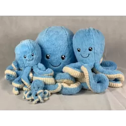Pluche Knuffel Octopus - Blauw - 18 cm