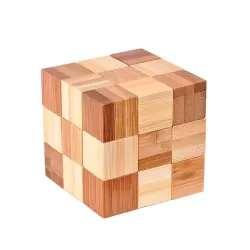 3D Bamboo Brain Puzzle - Cube 1 - 5x5 cm