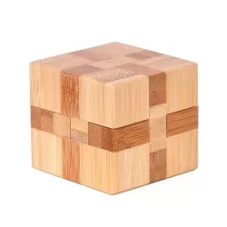 3D Bamboo Brain Puzzle - Cube 2 - 5x5 cm