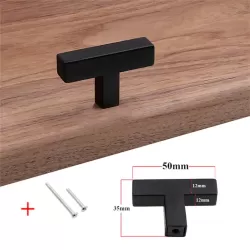 Stainless Steel Handle with Screw - Kitchen Furniture Door - Black - 50 mm