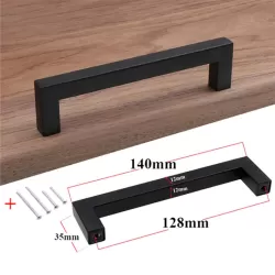 Stainless Steel Handle with Screws - Kitchen Furniture Door - Black - 140 mm