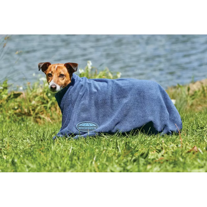 Weatherbeeta Badstof Honden Handdoek met Rits - Comfitec Dry - Navy - Maat S