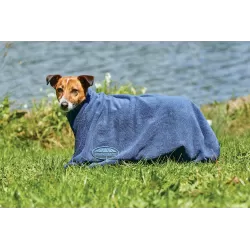 Weatherbeeta Terry Cloth Dog Towel with Zipper - Comfitec Dry - Navy - Size XL