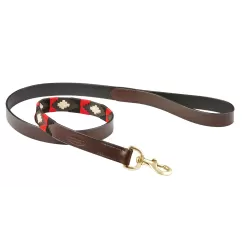 Weatherbeeta Polo Leather Dog Lead - Cowdray-brown-black-red-white - 120 cm