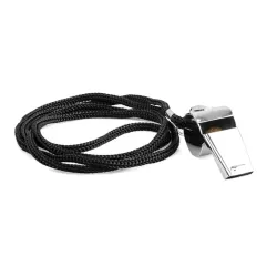 Referee whistle - chrome with black cord