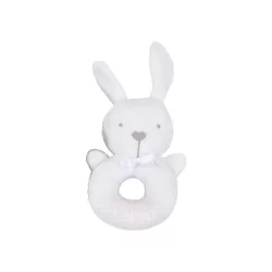 Extra Soft Cuddle Rattle - Rabbit - White - 13 cm