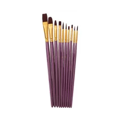 Professional Brushes Brushes - Acrylic, Oil and Watercolor - Painting - Set of 10 pieces -  Purple
