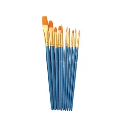Professionele Penselen Kwasten - Acryl, Olie -en Waterverf - Schilderen - Set van 10 stuks - Blauw