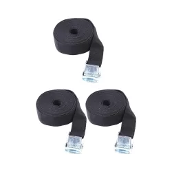 Lashing Strap with Buckle 3 Meter - Lashing Strap - Luggage Belt - Set of 3 Pieces - 25 mm Wide - Black