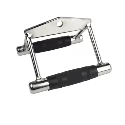 Double Rowing Grip - Anti Slip - Cable handle for Lat Pulley - V-Handle - Chrome Plated Solid Steel