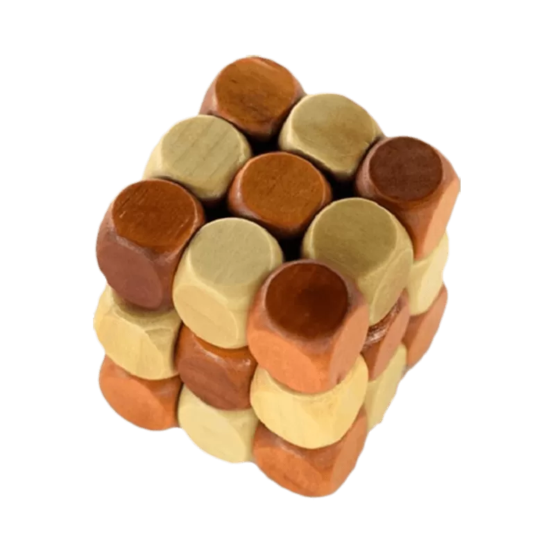 3D Houten Puzzel Kubus - Slang - 5x5 cm